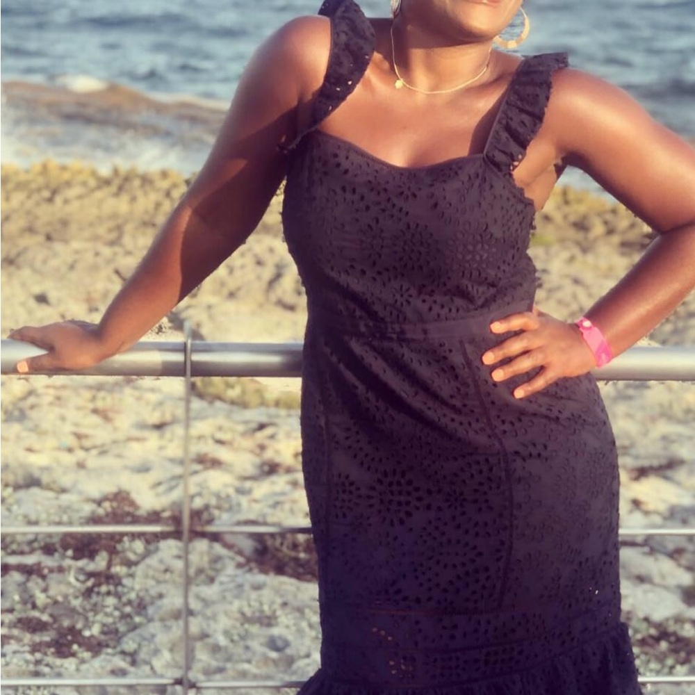 Navy blue midi dress